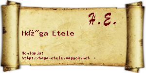 Hága Etele névjegykártya